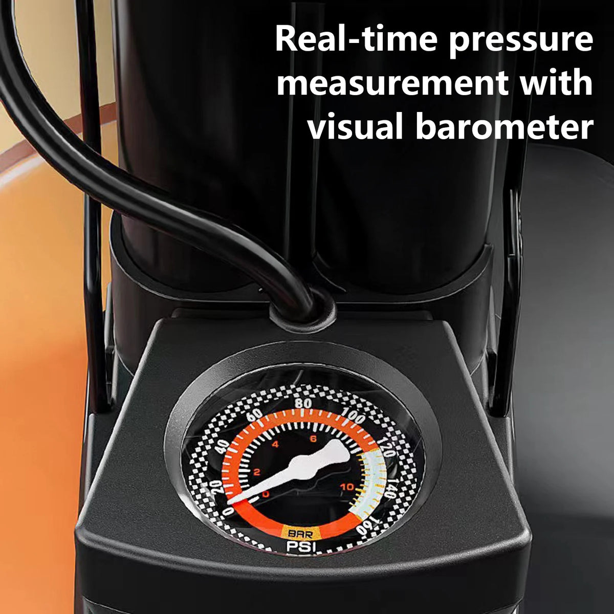 Portable Foot Air Pump with Pressure Gauge for Car, Bike & Bicycle