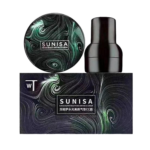 SUNISA 3-in-1 Air Cushion CC & BB Cream | Waterproof Moisturizing Foundation with Sponge