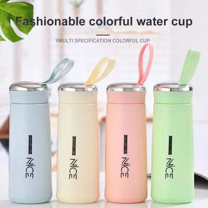 Nice Bottle | 400ml Mini Flask Glass Water Bottle with Vacuum Insulation | Temperature Resistant | Random Colors