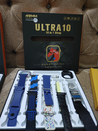 Ultra 10 Smartwatch | 10-in-1 Series 8 | 2.01″ HD Big Screen | IP68 Waterproof | 10 Straps Included