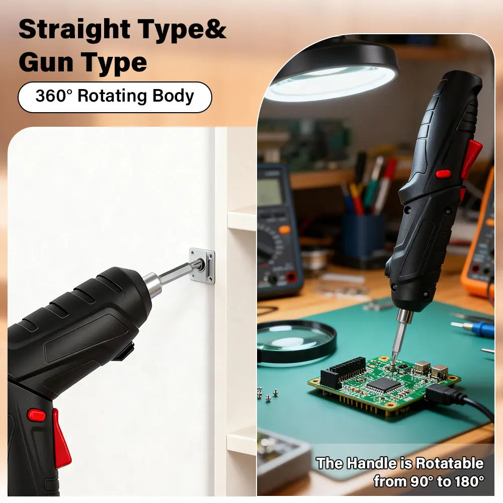 47-Piece Foldable Wireless Electric Screwdriver Kit with Adjustable Torque & USB Charging