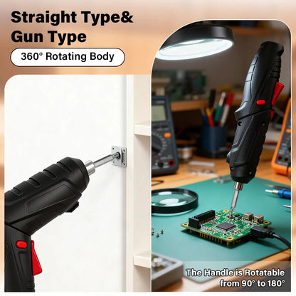 47-Piece Foldable Wireless Electric Screwdriver Kit with Adjustable Torque & USB Charging