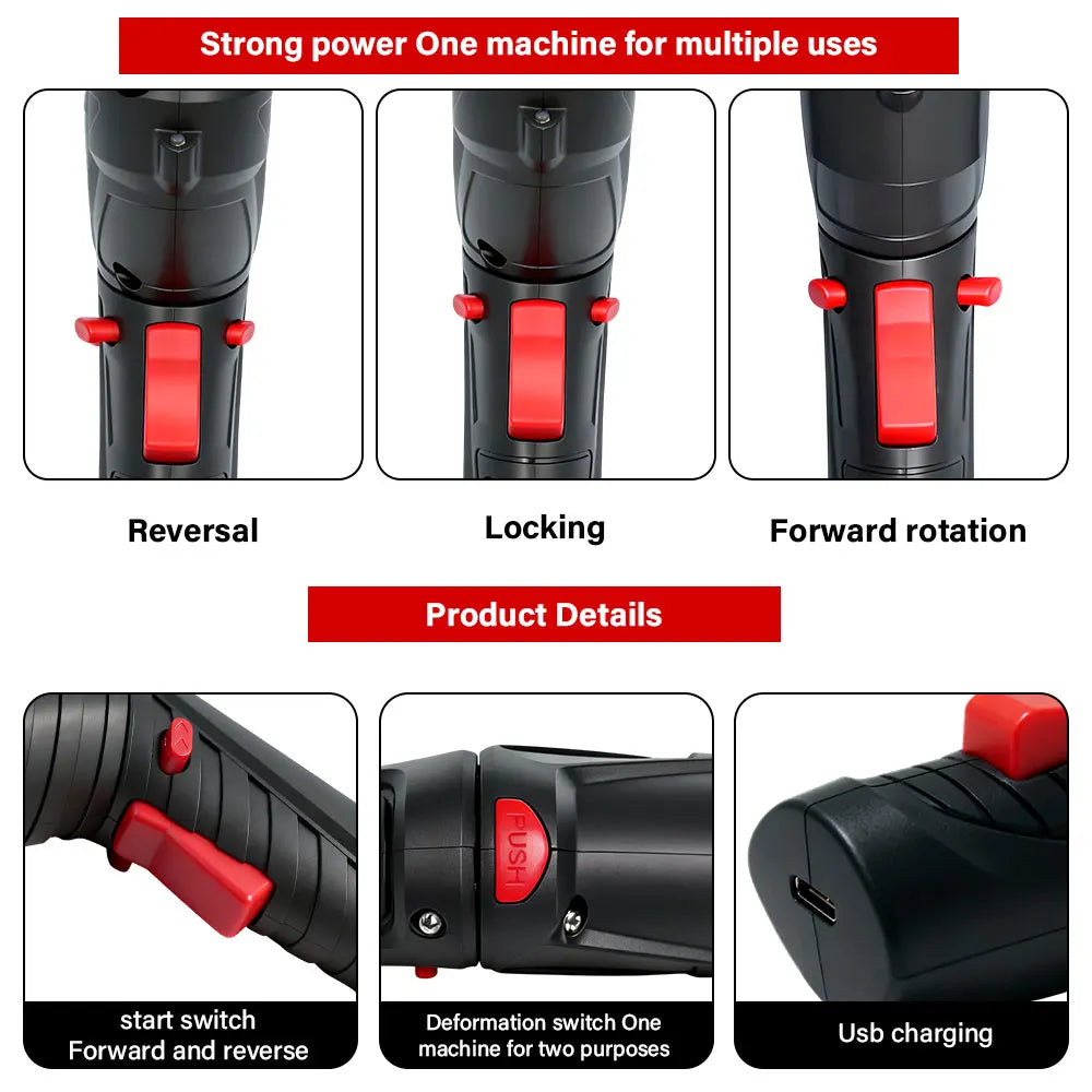 47-Piece Foldable Wireless Electric Screwdriver Kit with Adjustable Torque & USB Charging