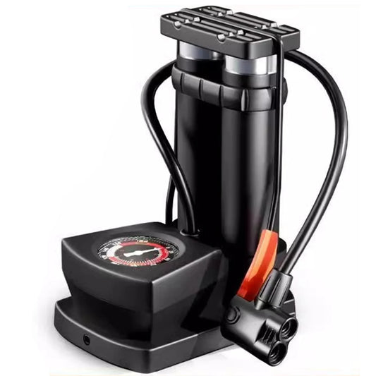 Portable Foot Air Pump with Pressure Gauge for Car, Bike & Bicycle