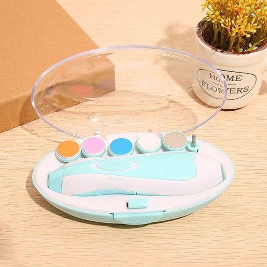 Premium 6-in-1 Electric Baby Nail Trimmer Set | Safe Infant Nail Filer & Manicure Pedicure Kit with LED Light & Storage Case | Cell Operated | Random Color