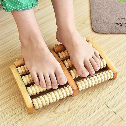 🦶 Natural Wooden Foot Massage Roller