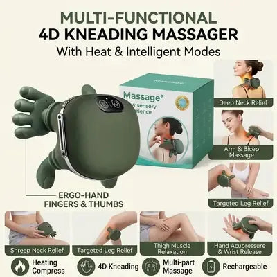 Neck & Shoulder Kneading Massager | Model BLD- 893 | Wireless Shiatsu Deep Kneading Massager with Heat | For Neck, Shoulders, Back & Body Relaxation