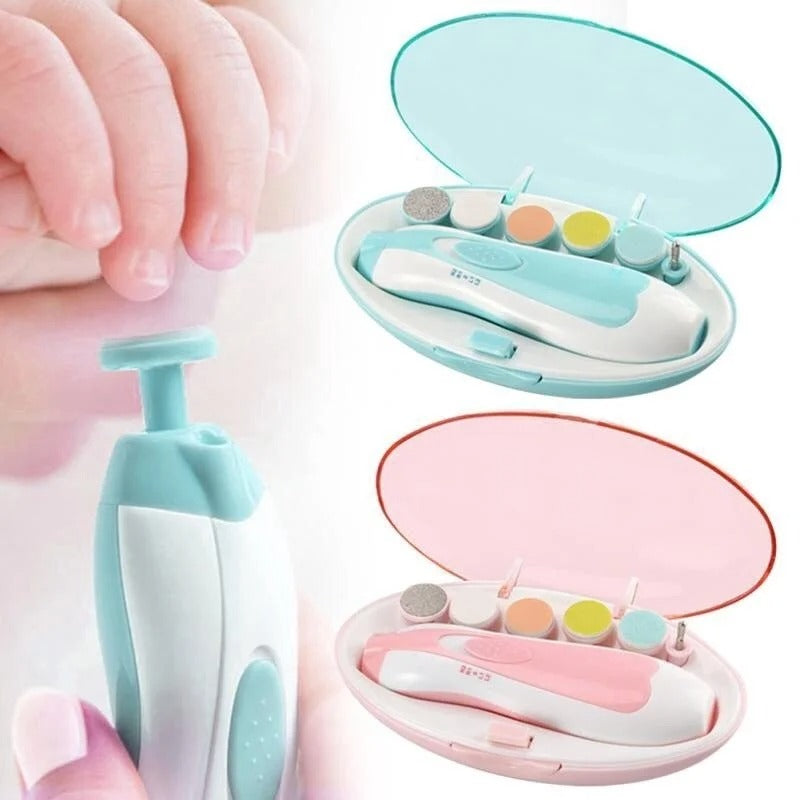 Premium 6-in-1 Electric Baby Nail Trimmer Set | Safe Infant Nail Filer & Manicure Pedicure Kit with LED Light & Storage Case | Cell Operated | Random Color