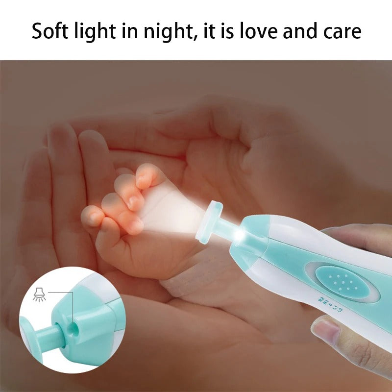 Premium 6-in-1 Electric Baby Nail Trimmer Set | Safe Infant Nail Filer & Manicure Pedicure Kit with LED Light & Storage Case | Cell Operated | Random Color