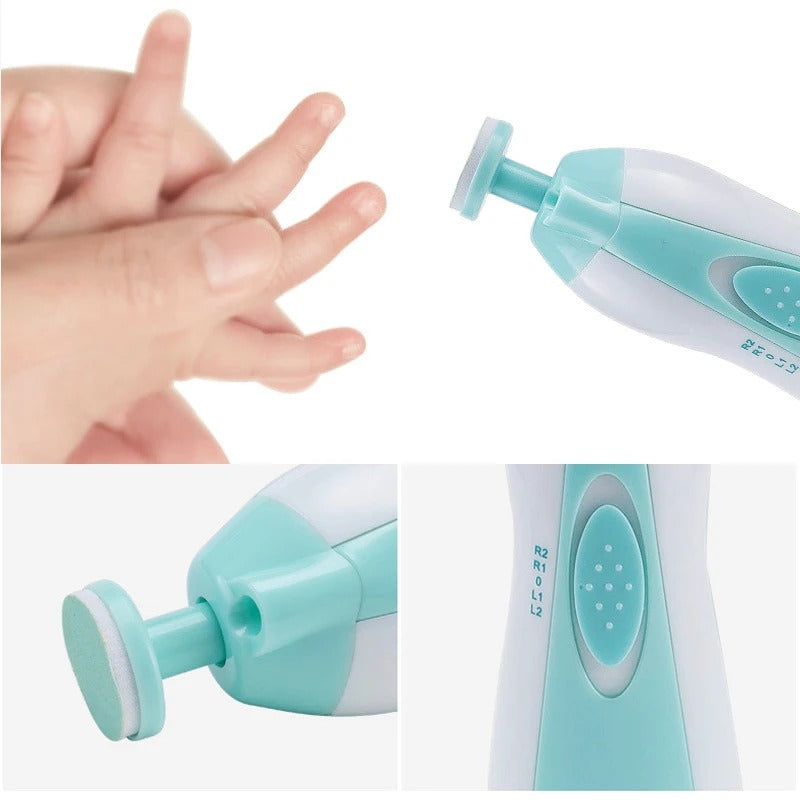 Premium 6-in-1 Electric Baby Nail Trimmer Set | Safe Infant Nail Filer & Manicure Pedicure Kit with LED Light & Storage Case | Cell Operated | Random Color