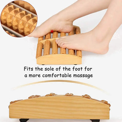 🦶 Natural Wooden Foot Massage Roller